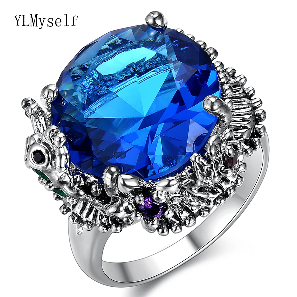 Роскошные большие ювелирные изделия Поставщик большие кольца с синим камнем трендовые ювелирные изделия Высокое качество Быстрая большой палец кольцо для женщин