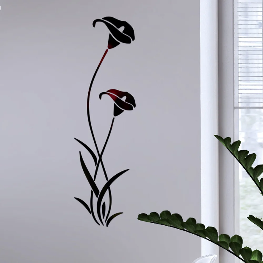 

KAKUDER Bedroom Living Room Home Art Deco Flower Shape 3D Acrylic Wall Stickers Mirror Effect Decorative Mural Stickers hotJan11