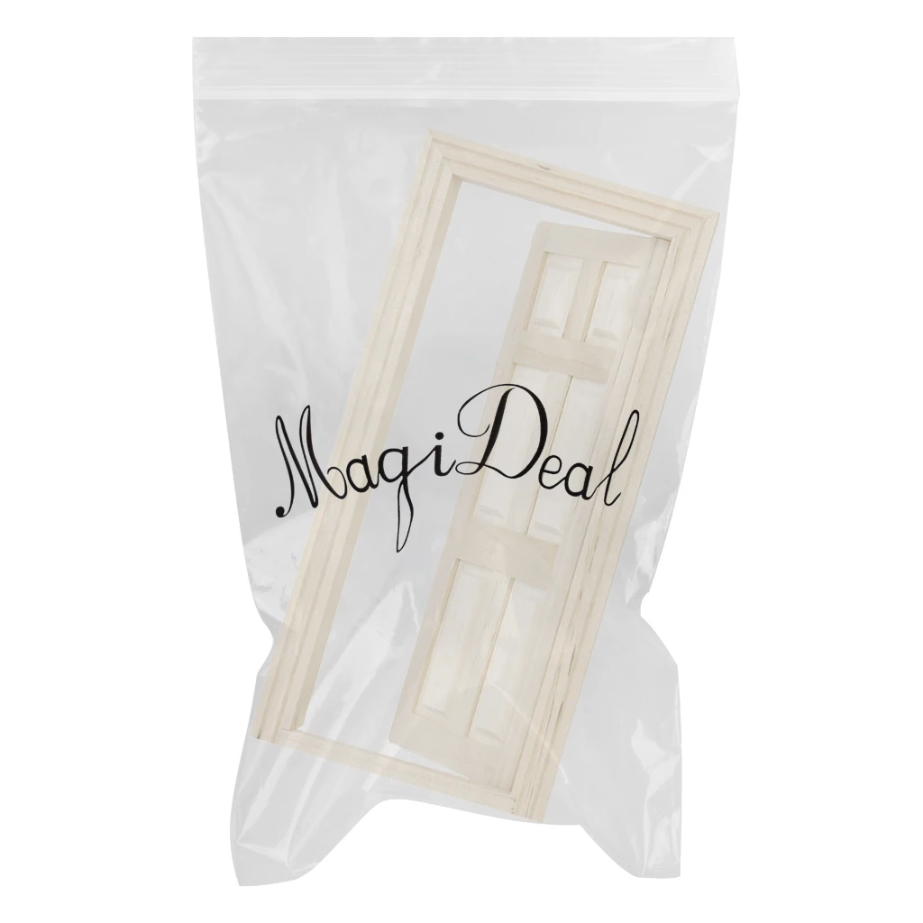 6-Panel Interior Wooden Door Frame Dolls House Miniature DIY Accessory 1:12 Scale