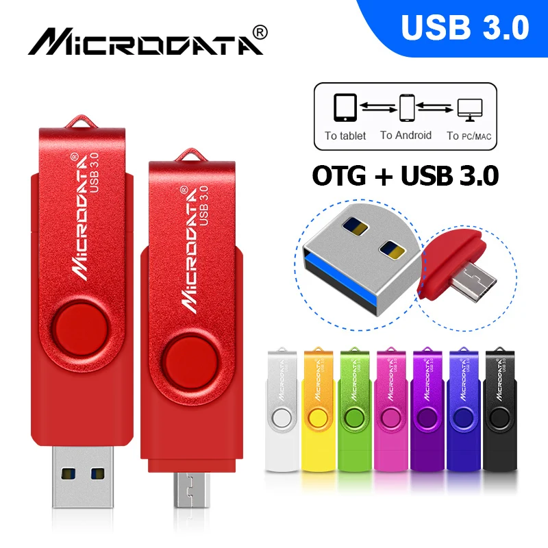 

USB 3.0 Rotatable 2 in1 OTG USB Flash Drive Pen Drive 128GB 64GB 32GB 16GB High Speed Pendrive Android Memory Sticks