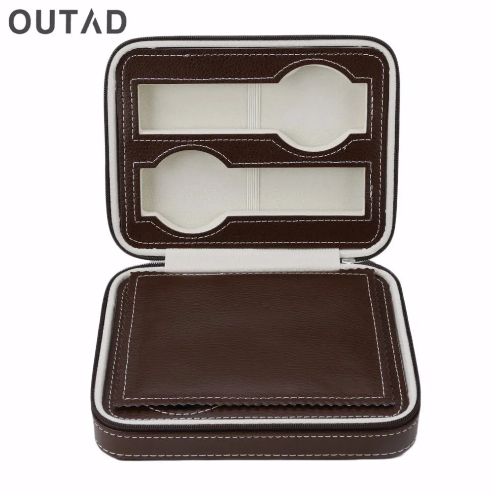 

OUTAD 2/4/8 PU Leather Watch Box Storage Showing Watches Display Storage Box Case Tray Zippere Jewelry Watch Collector Case