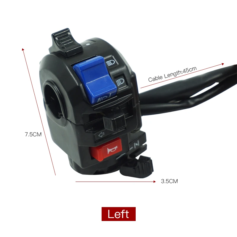2 шт., универсальный 7/8 ''22 мм переключатель для мотоцикла, мотоциклетный рожок, сигнальный светильник, пусковой переключатель, руль, Электрический контроллер