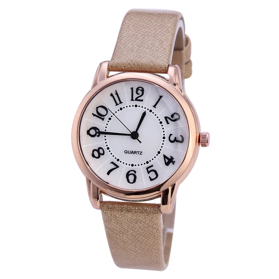 Faux Leather Arabic Numbers Watch  Fashion Casual Women Analog Quartz Watchh Female Wristwatches Relogio Feminino Shellhard