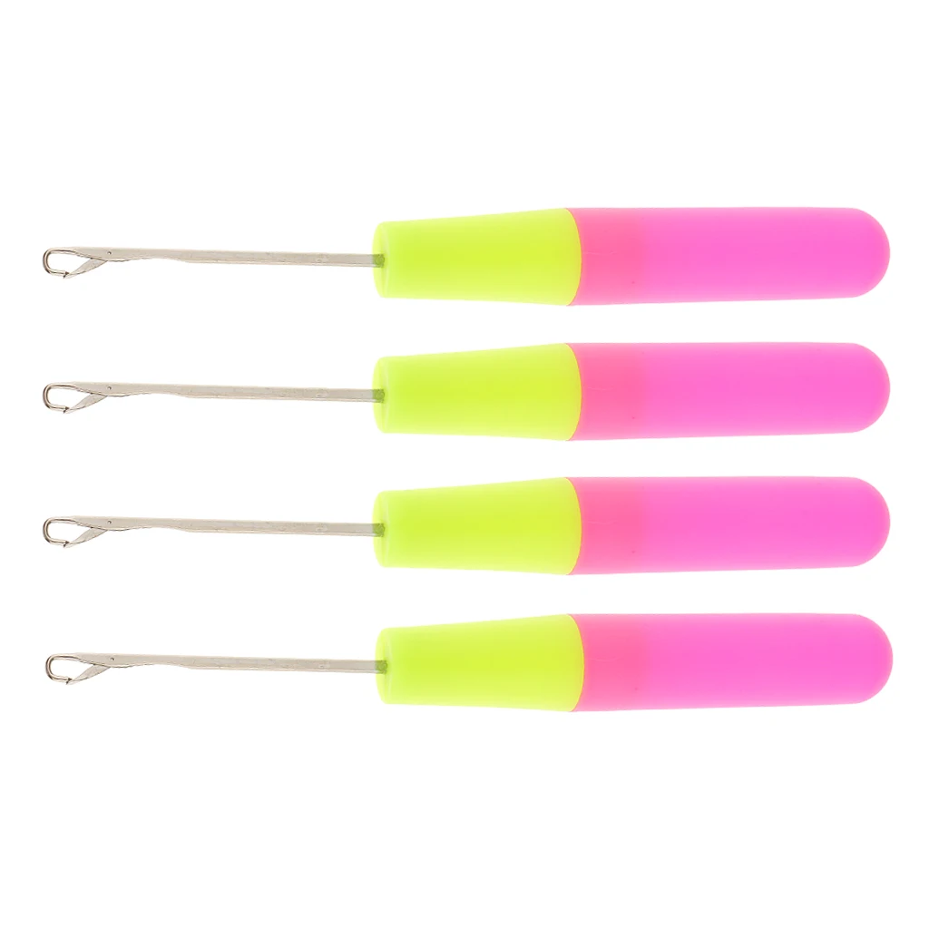 4x Professional Crochet Hooks Knitting Needles Set for Hair Extensions Dreadlock Micro Braid Tools