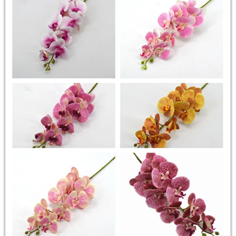 

one Real Touch Butterfly Orchid Flower Fake Cymbidium PU Phalaenopsis Orchids 28 colors for Artificial Decorative Flowers