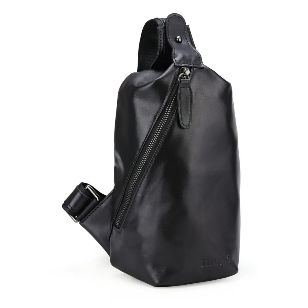 2017 Handmade Nappa 100 Genuine font b Leather b font Men Sling Chest Crossbody Small Bag