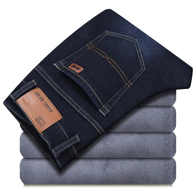 Warm Jeans Winter Men Men'S Homme Vaqueros Hombre Jean Baqueros Mens Pants Biker Streetwear Fashion Fitted Net Red High Quality