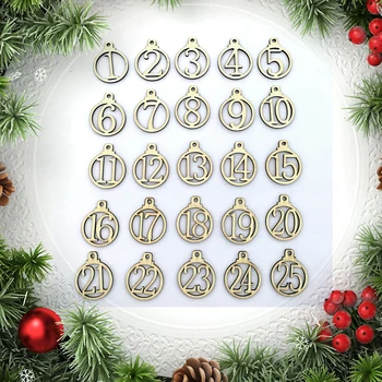 

25pcs/set Christmas 1-25 Wooden Advent Calendar Gift Tags Number Gift Tags Party Countdown Tags Christmas Decoration Oc26