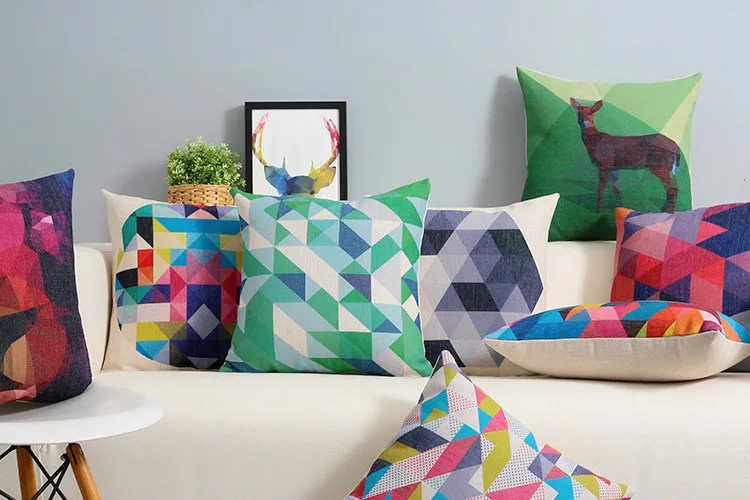 Cotton Linen Cushion Cover Nordico Style Fantasitic Geometric Deer Cotton Linen Cushion Cover Nordico Style Fantasitic Geometric Deer Triangle Home Decorative Pillow Case 45x45cm 30x50cm In From Garden