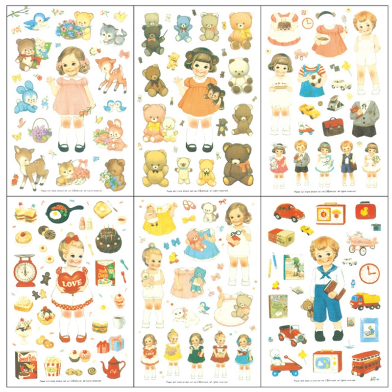 4 Sets Cute Creative Beauty Dolls Stickers Scrapbooking For kids Diary