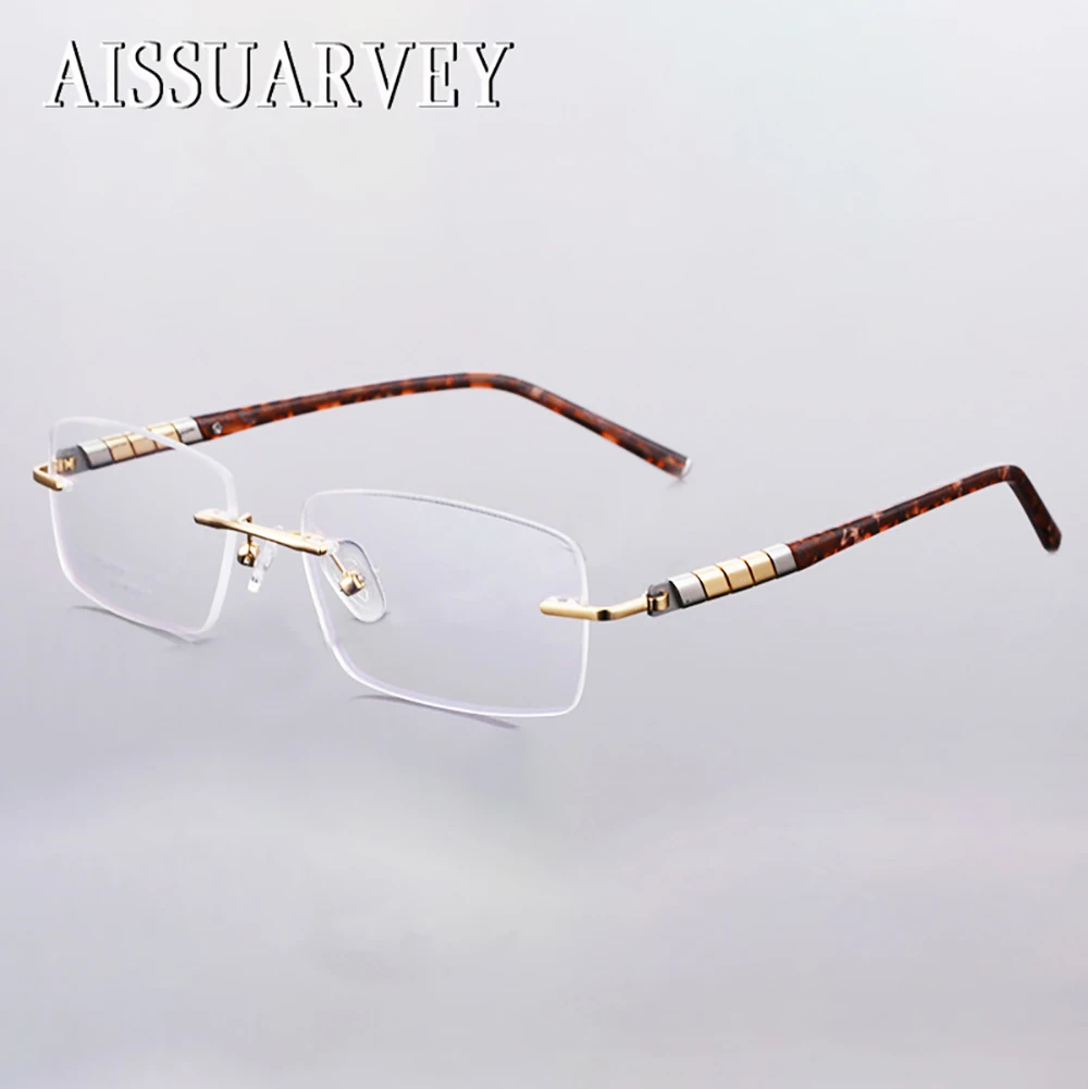 Сталь, нержавеющая титановая оправа для очков, мужские Оптические очки без оправы, фирменный дизайн, высокое качество, очки для чтения