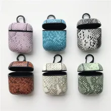 Кожаный чехол для наушников из змеиной кожи, чехол для iPhone, беспроводные Bluetooth наушники Air Pods, защитный чехол для AirPod, чехол