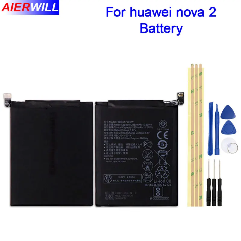 Аккумулятор для HUAWEI Nova 2 внешняя аккумуляторная батарея HB366179ECW 2950 мАч + инструмент