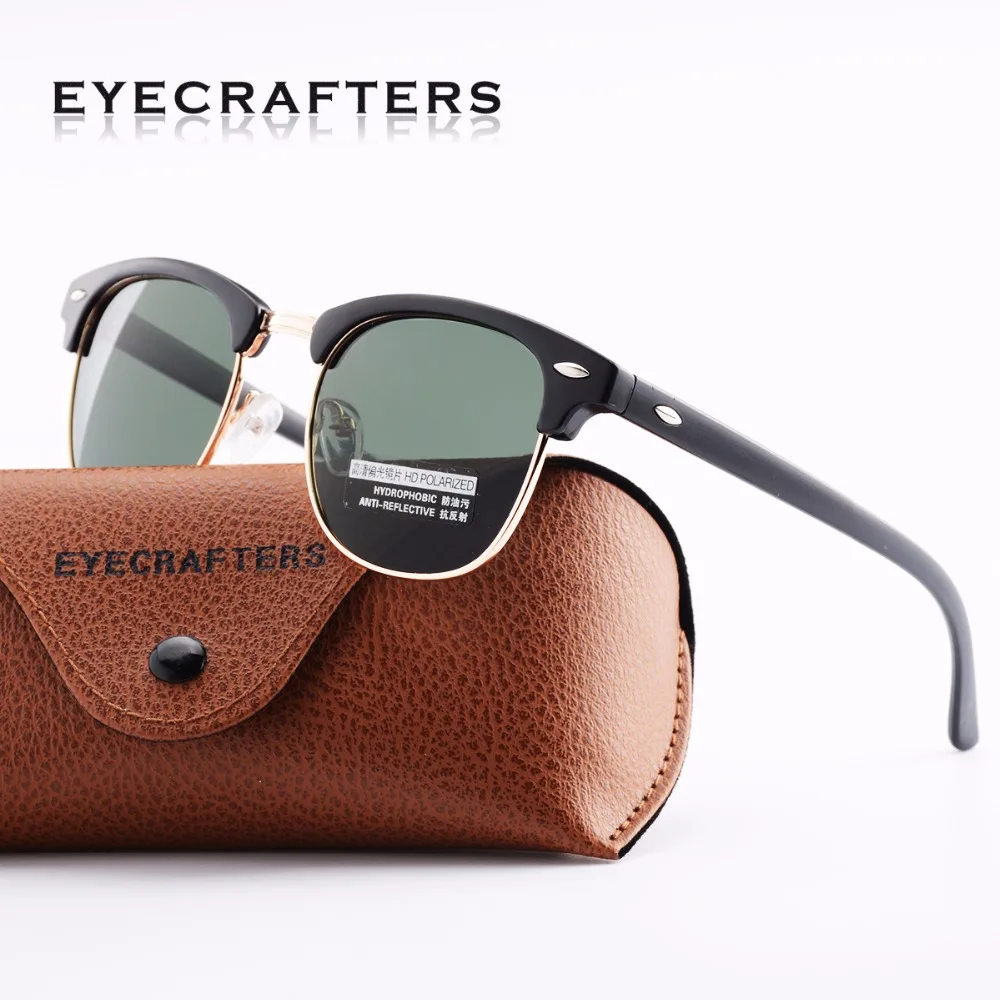 

Green Designer Inspired Classic Half Frame Horned Semi-Rimless Mens Womens Fashion Sunglasses Polarized Retro Eyewear G15 3016
