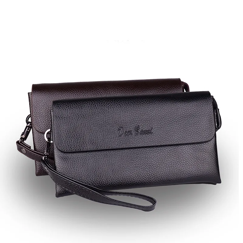  2015 Famous Brand New Men Business Brown Black Clutch Wallets Bags Male Real Leather High Capacity Long Wallet Purses Handy Bags 