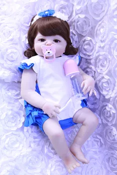 

22inch 55cm Full silicone Vinyl Princess Toddler Babies Dolls newest Girls Birthday Gift Present Child Play House Toy doll