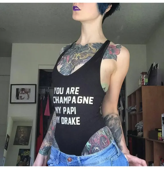 Женский сексуальный черный белый красный купальник YOU ARE MY CHAMPAGNE PAPL DRAKE цельный