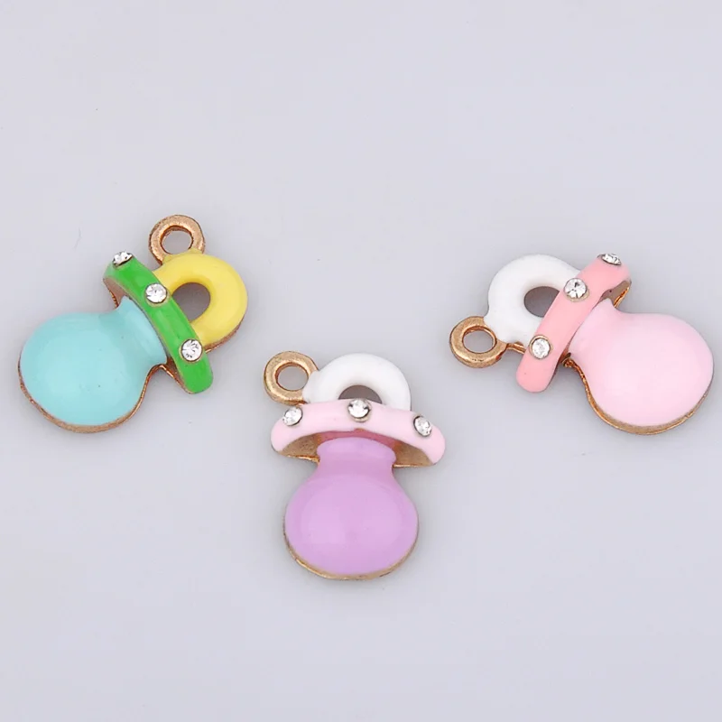 10pcs DIY Korea accessories KC gold enamel baby Pacifier charms alloy small nipple bracelet
