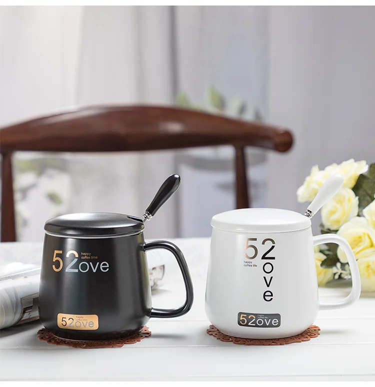 OUSSIRRO, новинка, креативные керамические кружки для кофе/молока с крышкой, ложка, подарок на день рождения для влюбленных