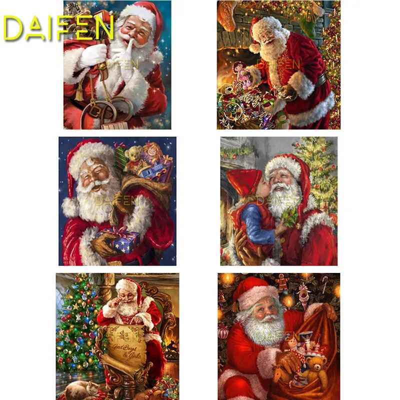 Full Round Diamond painting Cross stitch 5D DIY embroidery Square mosaic Santa Claus sled reindeer gift | Дом и сад