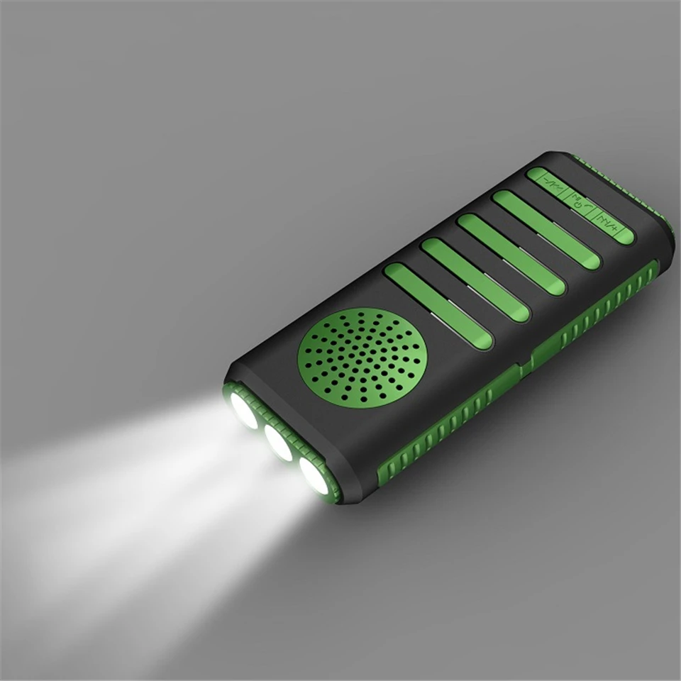 Beste Multifunctionele met 3 leds high power ingebouwde batterij usb Oplaadbare Zaklamp power bank Bluetooth speaker zaklamp