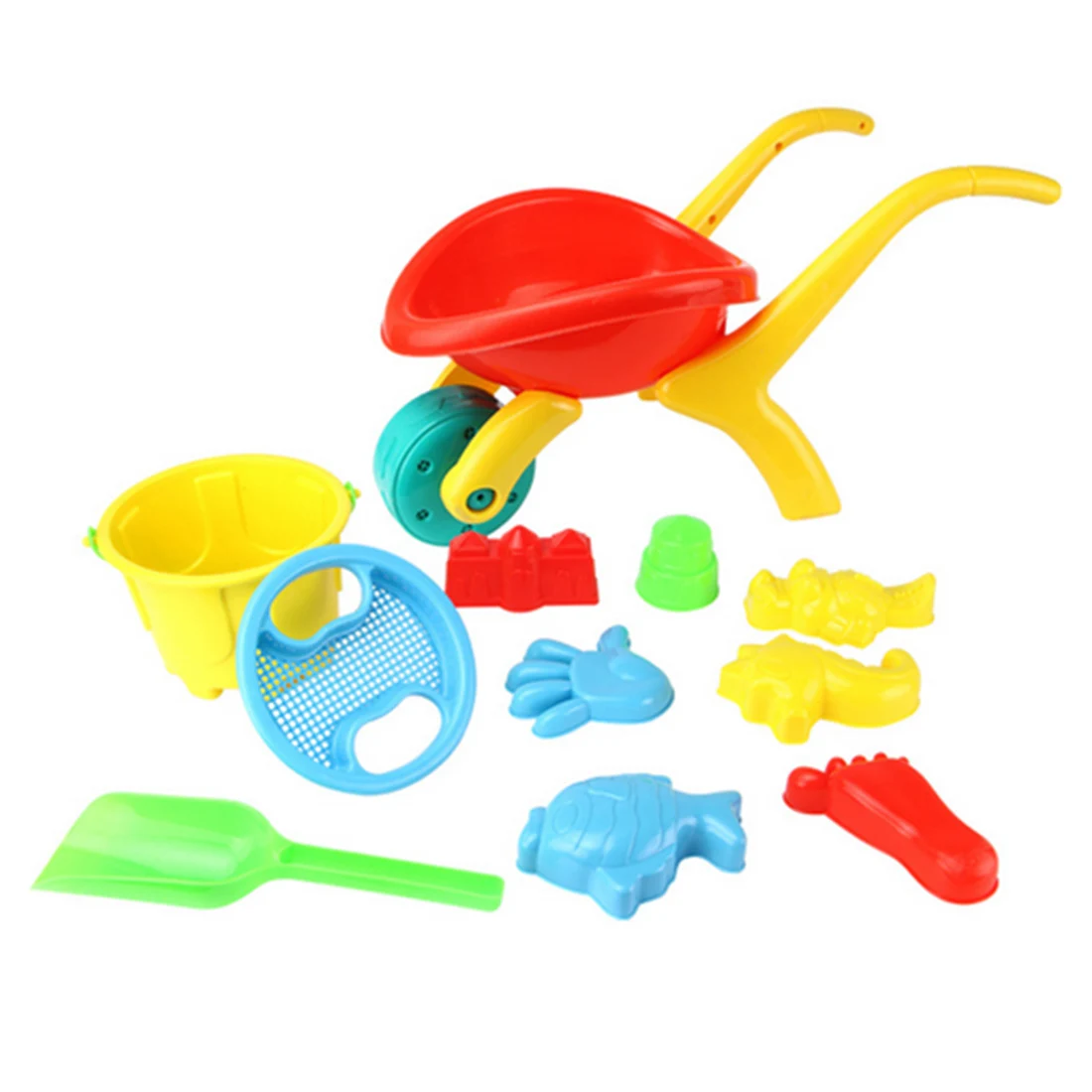 

12-In-1 Large Beach Toy Cart Set Plastic Outdoor Beach Play Toys For Children Gifts - Random Color