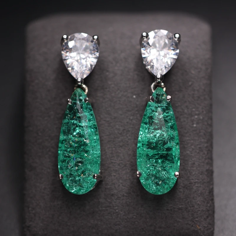 Серьги-гвоздики в форме капли воды, натуральный камень, с кристаллом, стекло, AAA, кубический цирконий, вечерние серьги, модные ювелирные изделия для Дня матери