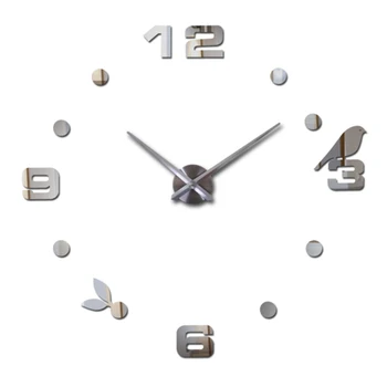 

2017 new hot 3d diy Acrylic mirror wall clock home decor living room quartz needle digital unique clocks watches free shipping