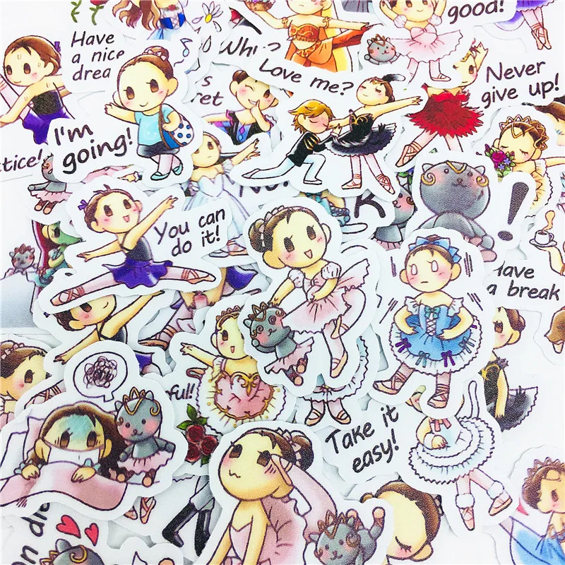

38 PCS Pretty english ballet girl Stickers Crafts And Scrapbooking stickers book Student label Decorative sticker kids toys