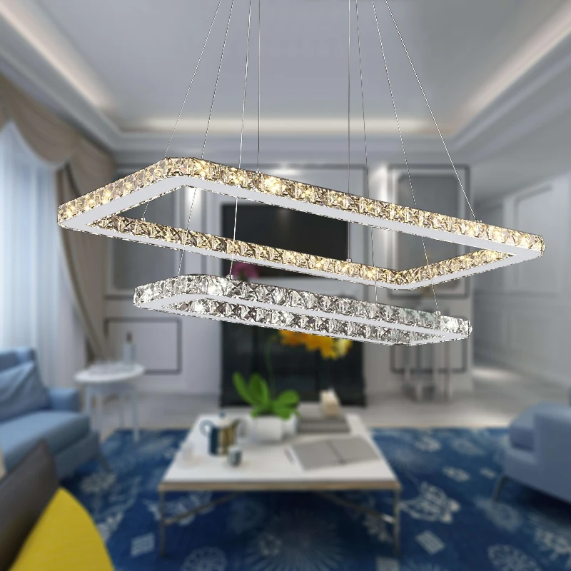 

Modern LED Light Multi-layer Crystal Chandelier Clear Crystals Lampshade For Dining Room Hanging Indoor Lighting Fixture
