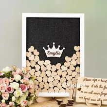Baby Shower Guest Book Alternative Sign Wooden Drop Box Guest Book Custom Name on Crown White Frame Black Background Signature