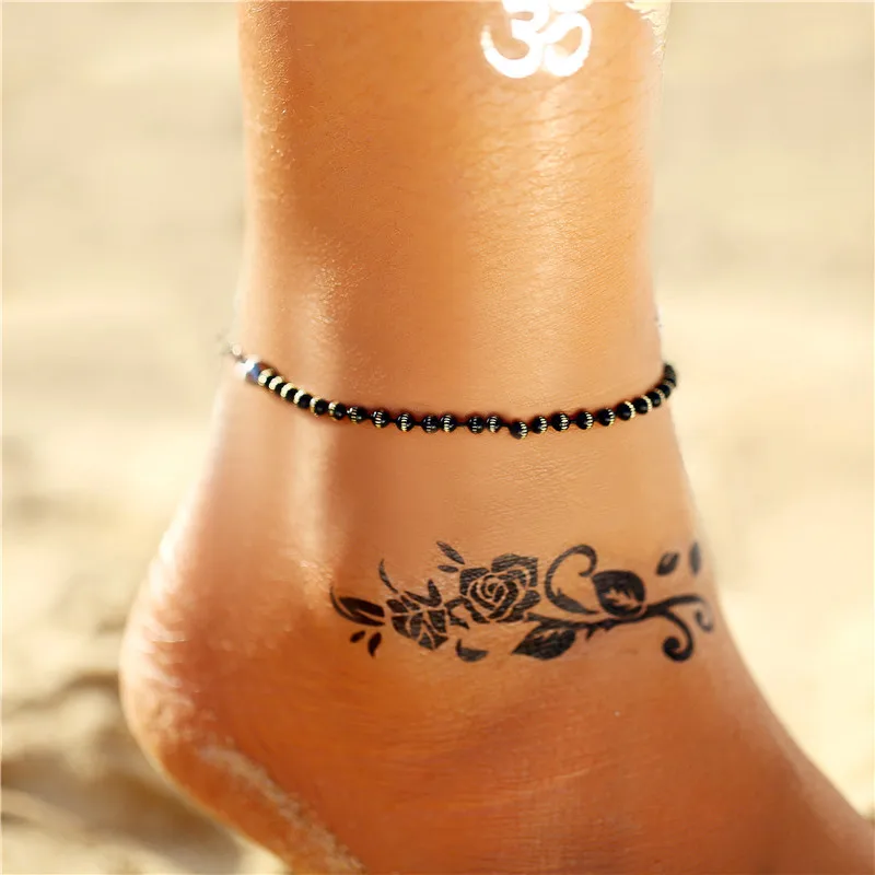 Boho Multilayer Turtle Shell Beads Anklets For Women Moon Sun Vintage Beach Rope Ankle Bracelet on Leg Summer Foot Jewelry