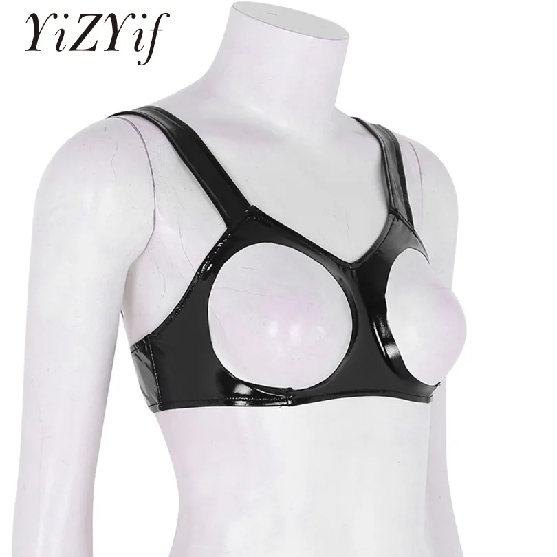 YiZYiF Womens Sexy Open Cups Bra Erotic Lingerie Wetlook Faux Leather Fetish bra cut erotic breasts Underwear open bra Crop Top YiZYiF Womens Sexy Open Cups Bra Erotic Lingerie Wetlook Faux Leather Fetish bra cut erotic breasts Underwear open bra Crop Top