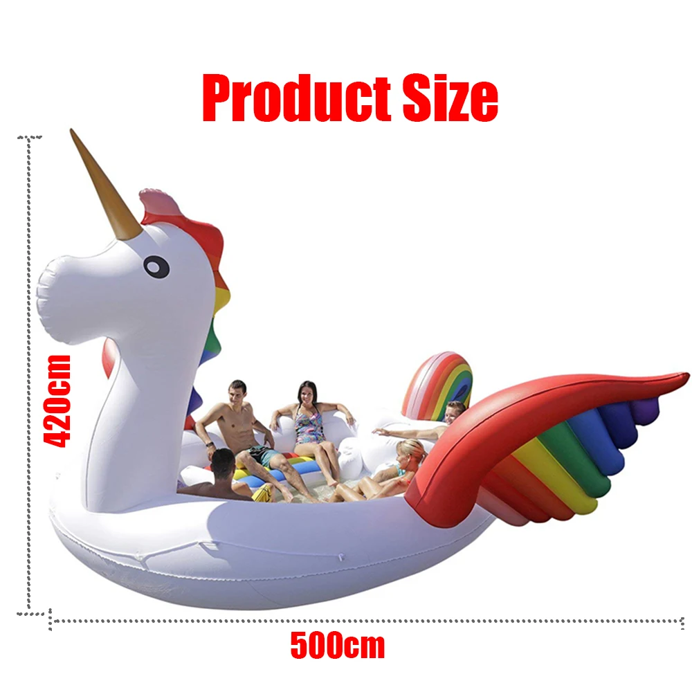 JIAINF Hot Sale 6-8 Person Huge Unicorn Pool Float Giant Inflatable Unicorn Swimming Pool Island Pool Party Floating Boat