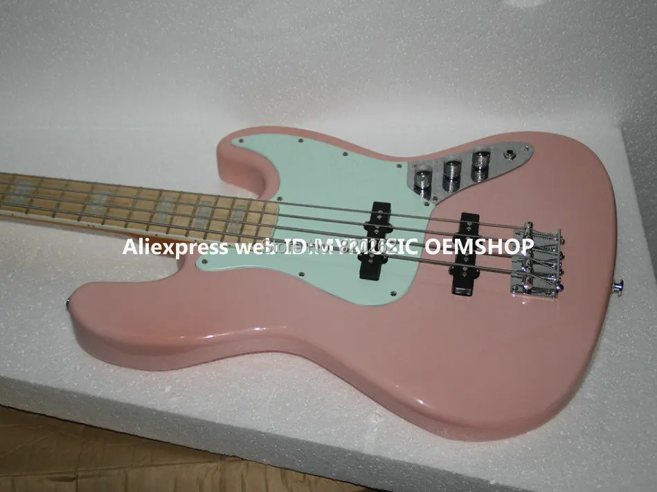 

Free Shipping Pink Custom 4 Strings Electric Bass Maple Fingerboard Best Selling