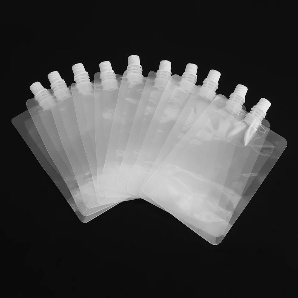 

10PCS/Bag 250ml Liquid Stand Clear Bag Leak Proof Packaging Bag for Beverage Juice Milk Coffee Sauce Kitchen Food Storage Bags