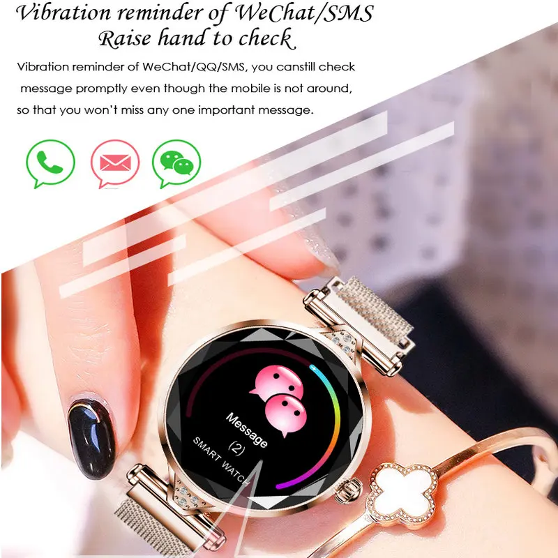 H1 Smartwatch fashion women heart rate blood pressure fitness pedometer female physiological cycle waterproof luxurious Bracelet