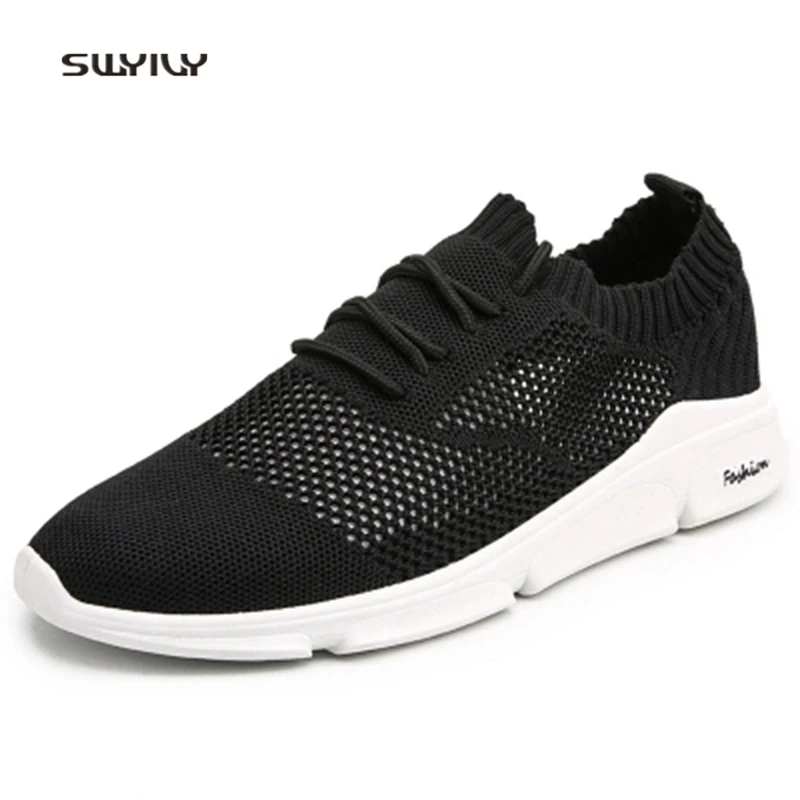 SWYIVY Running Shoes For Men Woven Breathable Socks Sneakers 2018 New Hot Sale Hombre Jogging Shoes Light Males Sport Shoes