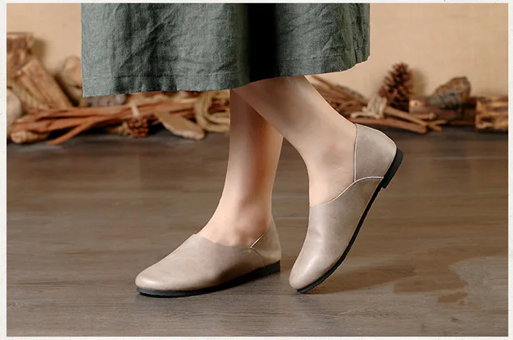 Careaymadженская обувь для отдыха; обувь ручной работы из натуральной кожи с верхним слоем; художественная обувь в стиле ретро mori girl; удобная обувь без застежки