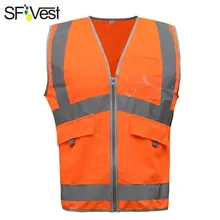 Sfvest Новое поступление hi vis Orange/желтый светоотражающий жилет сетки светоотражающий жилет дышащая логотип печати