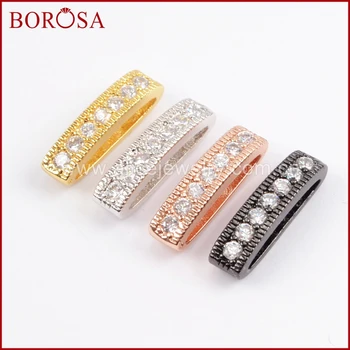 

BOROSA Handcrafted Tiny Oval Metal Beads,Mix Color CZ Micro Pave White Zircon Crystal Bead Jewelry Making Fashion Jewelry WX766