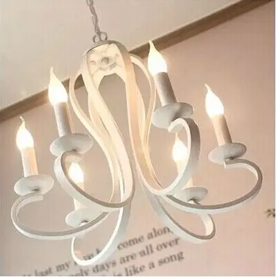 

Modern candle Chandelier lighting Nordic American coutry style Fixtures Vintage white/black wrought Iron Home Lighting E14