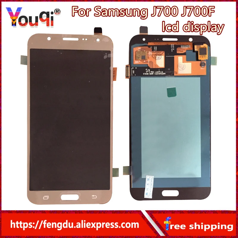 

Super AMOLED LCD For Samsung Galaxy J7 2015 J700 J700F J700H J700M LCDS Display Touch Screen Digitizer Assembly with Sticker