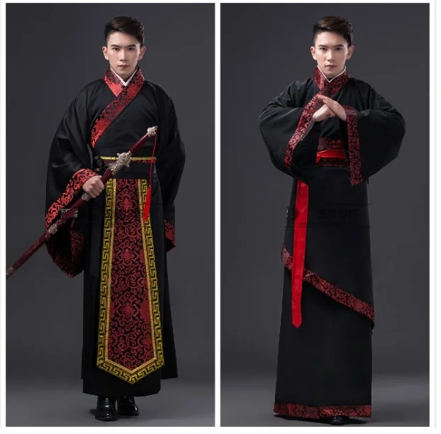 

Free Shipping 2016 new Black traditional National tang suit Ancient Chinese Hanfu Clothing men's Costume Hanfu Men male