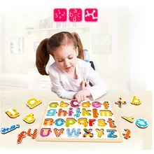 Стиль деревянные головоломки Алфавит цифры и буквы и формы признания головоломки Детские раннего образования логические Игрушечные лошадки