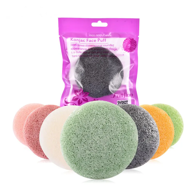 Губка Konjac круглой формы косметическая губка для очистки лица натуральный спонж