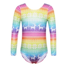 Профессиональные радужные гимнастические трико, длинные детские танцевальные трико для девочек, Одежда для танцев для малышей и подростков, балетные трико