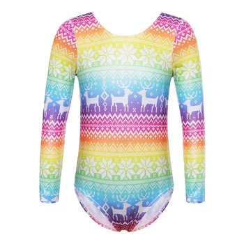 

Professional Rainbow Gymnastics Leotards Long Children Girls Dance Leotard Toddler&Teens Dance Wear Ballet Unitards