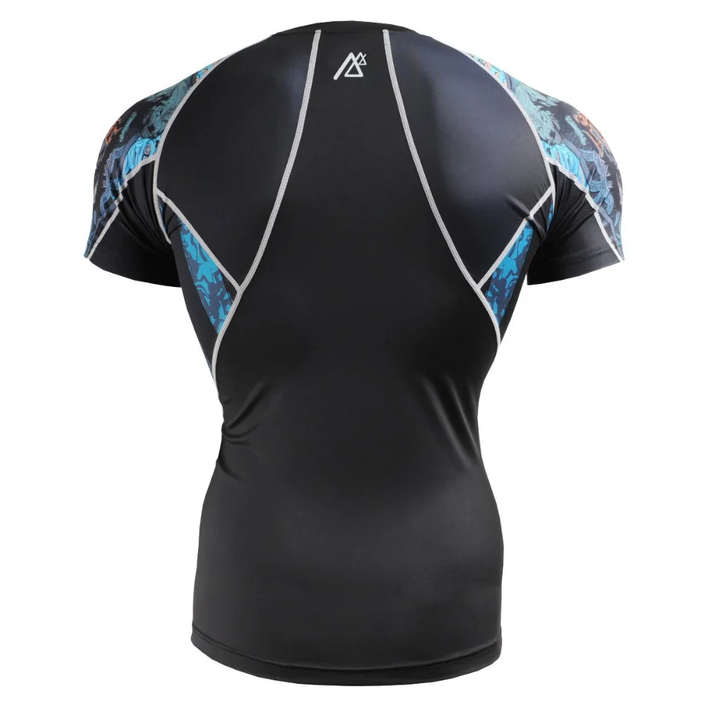 Technical Graphic Skin Rash Guard Fitness Bodybuilding Surfing Compression Shirt Quick-drying Gym Training Running Tops Tees
