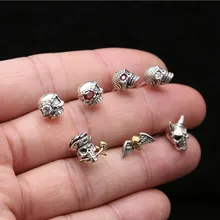 Boucles d'oreilles avec tête de mort pour hommes et femmes, bijoux Vintage en argent Sterling thaïlandais incrusté de Zircon, 100%, 925, livraison gratuite, GE46, 2021